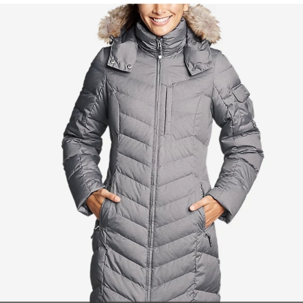 NWT Womens 1X Eddie Bauer Sun Valley Down Gray Parka
